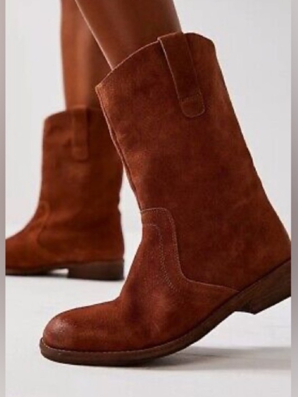 Free People Taupe Saddle Suede Easton Equestrian Ankle Boot Size 9.5